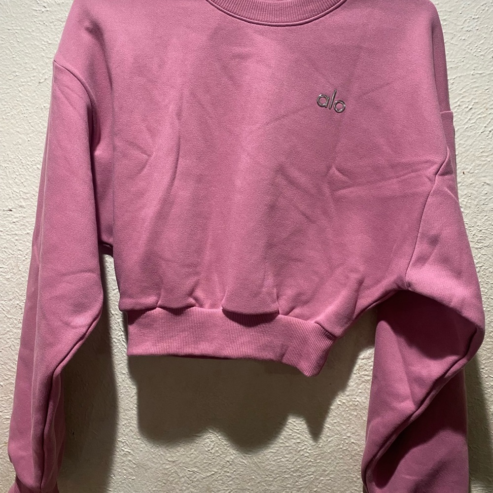 Alo Pink Cropped Sweatshirt